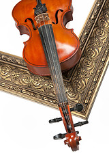 Image showing Violin And Golden Frame