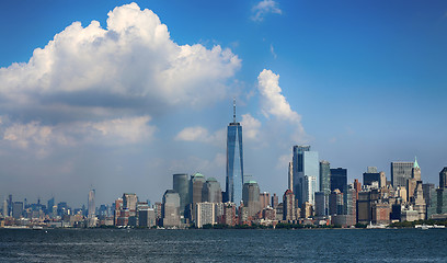 Image showing New York City Manhattan aerial view from Liberty island