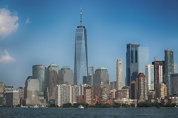 Image showing New York City Manhattan aerial view from Liberty island