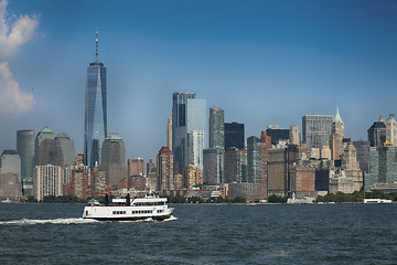 Image showing New York City Manhattan aerial view from Liberty island