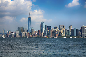 Image showing New York City Manhattan aerial view from Liberty island