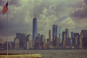 Image showing New York City Manhattan aerial view from Ellis Island