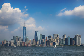 Image showing New York City Manhattan aerial view from Liberty island