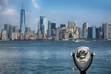 Image showing New York City Manhattan aerial view from Liberty island