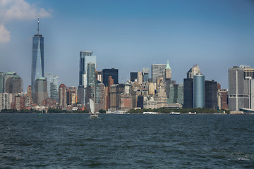 Image showing New York City Manhattan aerial view from Liberty island