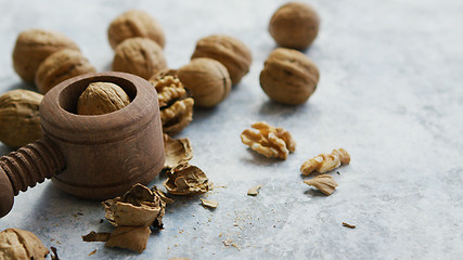 Image showing Walnuts in shells and cracker