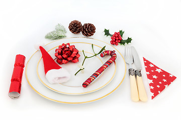 Image showing Christmas Dinner Table Setting