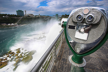 Image showing Tourist binocular viewer in Niagara Falls from New York State, U