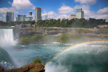 Image showing Bautiful view of Niagara Falls with Rainbow from New York State,