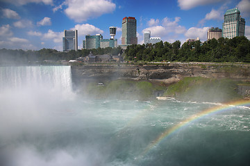 Image showing Bautiful view of Niagara Falls with Rainbow from New York State,