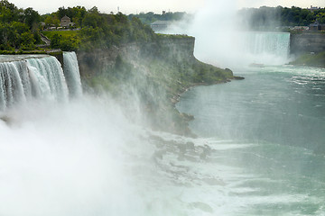 Image showing Niagara falls between United States of America and Canada from N