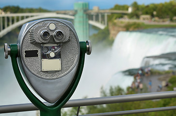 Image showing Tourist binocular viewer in Niagara Falls from New York State, U