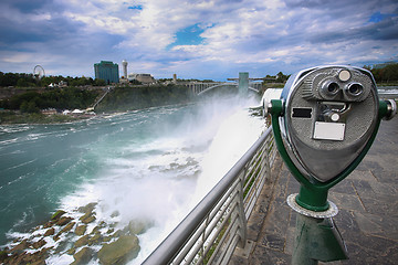 Image showing Tourist binocular viewer in Niagara Falls from New York State, U