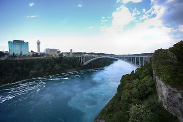 Image showing View of Rainbow International Bridge, which connects Usa and Can