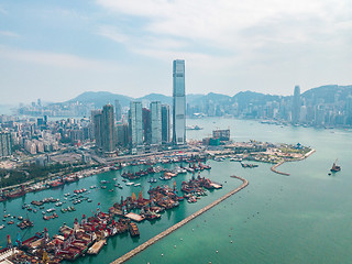 Image showing Hong Kong City at aerial view in the sky