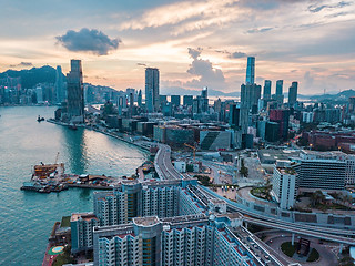 Image showing Hong Kong City at aerial view in the sky