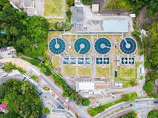 Image showing Water recycling in large sewage treatment plant.