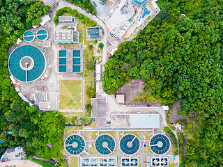 Image showing Water recycling in large sewage treatment plant.