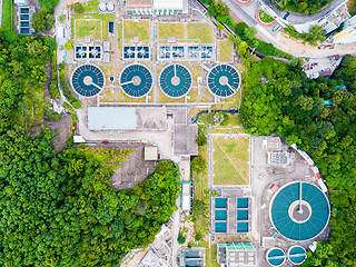 Image showing Water recycling in large sewage treatment plant.