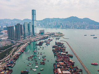 Image showing Hong Kong City at aerial view in the sky