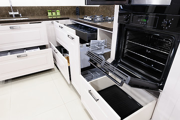 Image showing Luxury modern beige kitchen interior