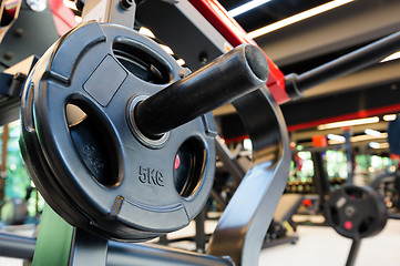 Image showing Gym interior with barbell