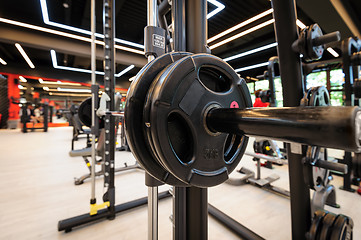 Image showing Gym interior with barbell