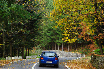 Image showing Car in the forest at Transfagarasan road