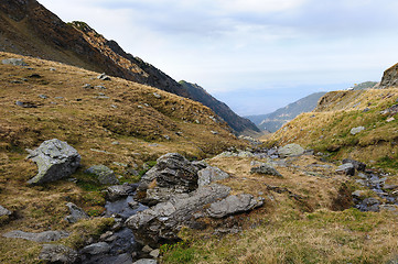 Image showing View from Transfagarasan road down to valley, Romania