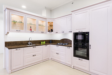 Image showing Luxury modern beige kitchen interior