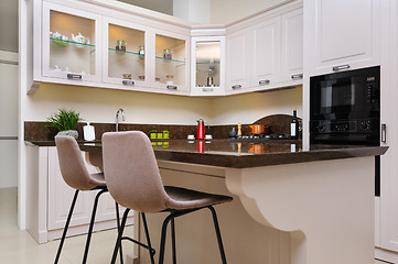 Image showing Luxury modern beige kitchen interior