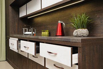 Image showing Luxury modern beige kitchen interior