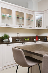 Image showing Luxury modern beige kitchen interior