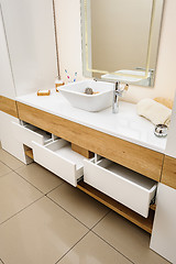 Image showing Bathroom interior detail with sink and faucet