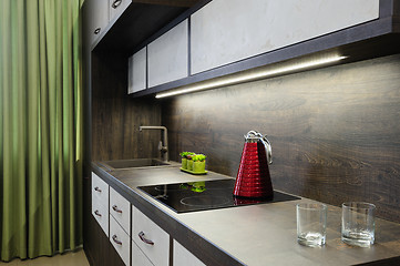 Image showing Luxury modern bkrown kitchen