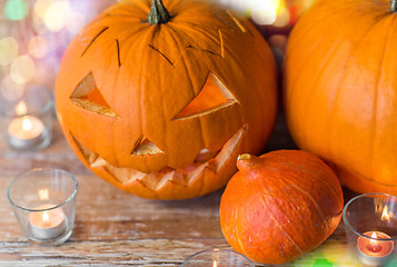 Image showing jack-o-lantern or carved halloween pumpkin