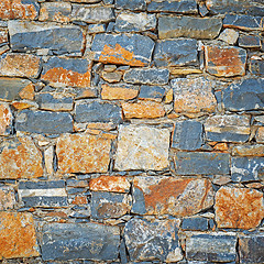 Image showing Part of grunge colorful stone blocks wall.