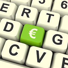 Image showing Euro Symbol Computer Key Showing Money And Investment