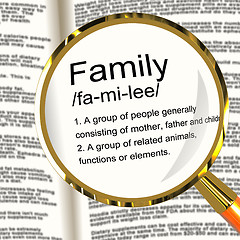 Image showing Family Definition Magnifier Showing Mom Dad And Kids Unity