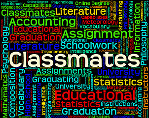 Image showing Classmates Word Shows Words Schoolmate And Schoolmates