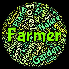 Image showing Farmer Word Means Agriculture Farmstead And Words