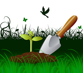 Image showing Gardening Trowel Indicates Cultivate Tool And Spade