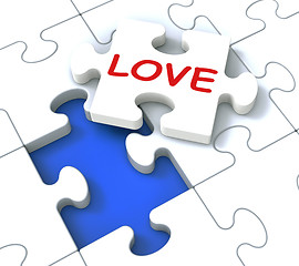 Image showing Love Puzzle Shows Loving Couples