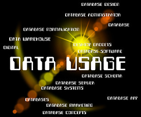 Image showing Data Usage Means Consumption Word And Words