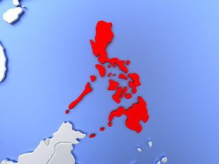 Image showing Philippines in red on map