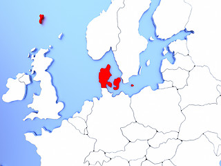 Image showing Denmark in red on map