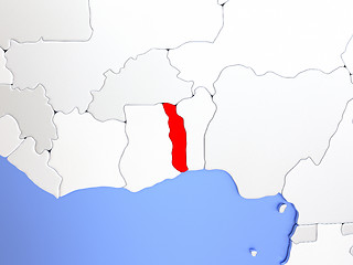 Image showing Togo in red on map