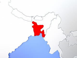 Image showing Bangladesh in red on map