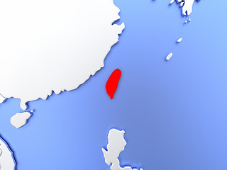 Image showing Taiwan in red on map