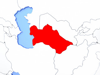 Image showing Turkmenistan in red on map